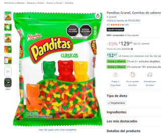 Ricolino Panditas 1 kg por $130 en Amazon