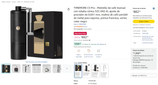 TIMEMORE C5 Pro molinillo de café manual por $883 en Amazon