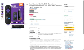 Roku Streaming Stick Plus 2025 4K HDR por $528 | Amazon