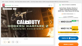 Call of Duty: Modern Warfare 2 (2009) Remastered (Xbox) por $128 en Kinguin