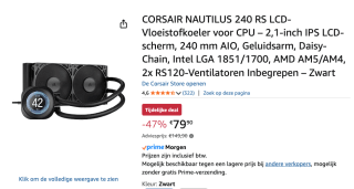 Corsair Nautilus 240 RS LCD - Waterkoeler voor €79,90 bij Amazon