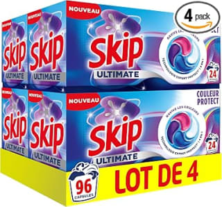Skip Capsules Lessive Ultimate 4en1 Couleur Protect (4x24) pour 55,96€ chez Amazon