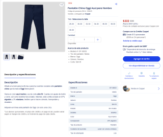 Pantalón Chino Oggi Azul Slim Fit por $222 | Oferta Coppel