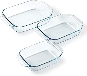 Lot de 3 plats Pyrex 3 Tailles Verre Borosilicate à 23,80€