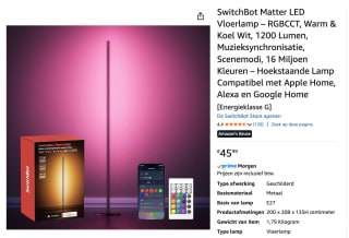 SwitchBot - Floor Lamp voor €45,99 bij Amazon