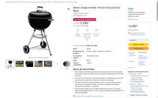 Weber Original Kettle 18" Negro por $2,290 | Amazon