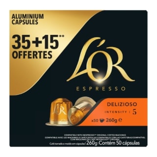Café Capsules Delizioso Intensité 5 (boîte de 50) pour 9,85€ chez Carrefour