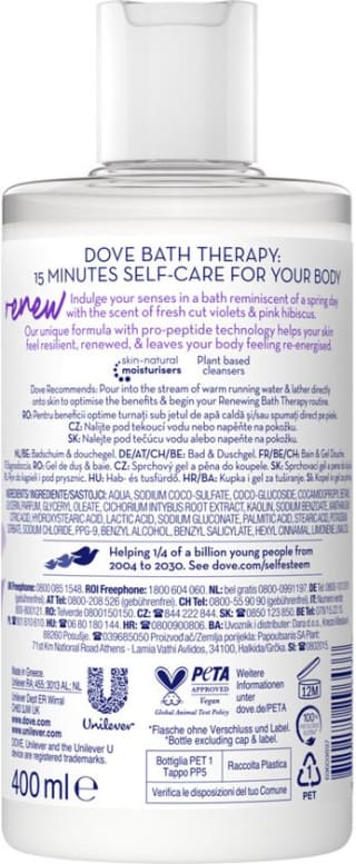 Dove Bath Therapy Renew badschuim & douchegel (6 x 400 ml) voor €14,29 bij Bol