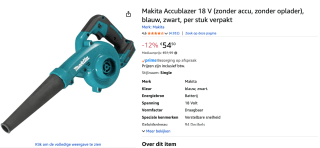 Makita DUB185Z Bladblazer Accu 18 V Zonder accu, Zonder lader voor €54,50 bij Amazon