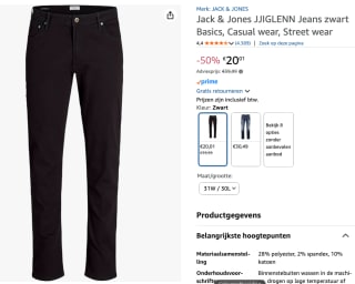 Jack & Jones Glenn Original Jeans voor €20,01 bij Amazon
