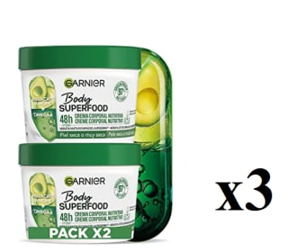 3 x 2 Botes de 380ml de Garnier Body Superfood Pack Crema Corporal Nutritiva a 14.97€