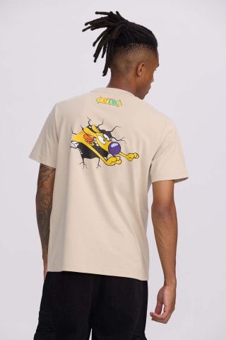 Polera Catdog 100% algodón, Beige Descuento $15.990 Disponible en HollyConcept.com