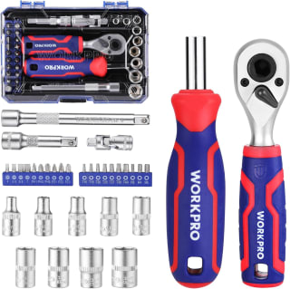 WORKPRO Juego de Llaves de Vaso 34 Piezas con Carraca 1/4" por 14.83€