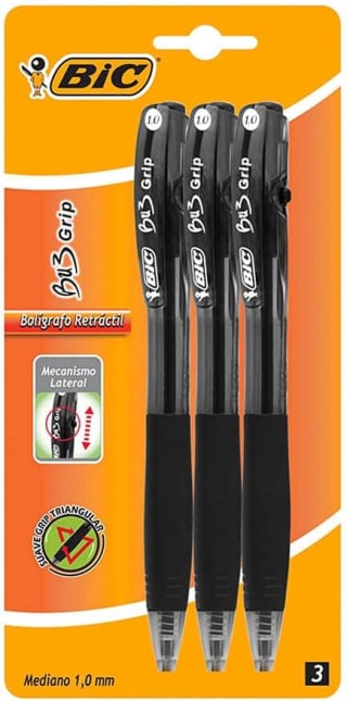 BIC Bolígrafo BU3 Medium Point 1.00 mm (3 piezas) por $13 en Amazon