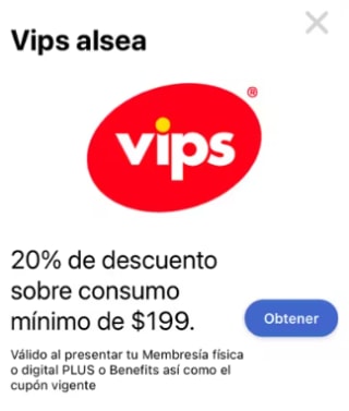 20% de Ahorro con Sam's Wallet en VIPS, PF Changs, Italiannis, etc