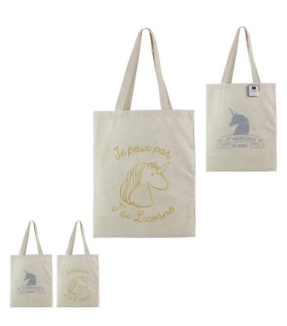 Bolsa de algodón Unicornio por 2.99€.