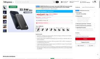 Powerbank UGREEN 10,000mAh por $418 | AliExpress