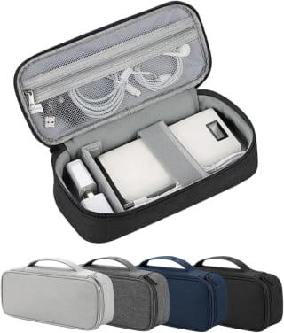 Arae Soft Canvas Tech Pouch - Cable & Charger Organizer with Removable Dividers | 25