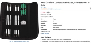 Wera Kraftform Kompakt Vario RA Wisselklingset 7-delig voor €37,60 bij Amazon