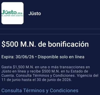 $500 de Bonificación en Jüsto | AMEX