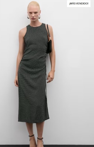 Vestido lunares fruncido lateral por 12.99€