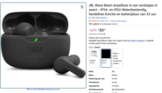 JBL Wave Beam oordopjes voor €30,47 bij Amazon