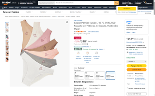 Paquete 7 Panties Ilusion por $318 | Amazon