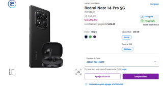 Xiaomi Redmi Note 14 Pro 5G 256GB por $4,509 | Telcel