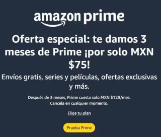 Amazon Prime 3 meses por $75 en Amazon (usuarios seleccionados)