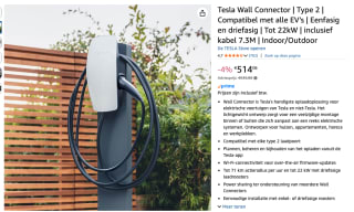 Tesla Wall Connector Gen 3 - 22 kW charger - Type 2 voor €514,06 bij Amazon