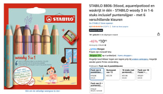 STABILO Woody 3 in 1 - Multi Talent Kleurpotlood - Etui Met 10 Kleuren voor €10