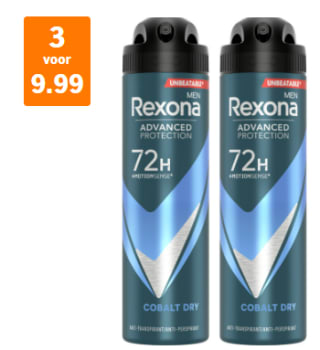 6 bussen Rexona Deodorant spray voor €9,99 bij de AH