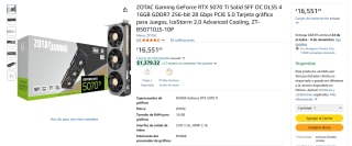 Tarjeta ZOTAC RTX 5070 Ti 16GB GDDR7 en $16,552 | Oferta Amazon