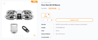 Dron Neo DJI 4K Blanco por $2,519 | Amazon