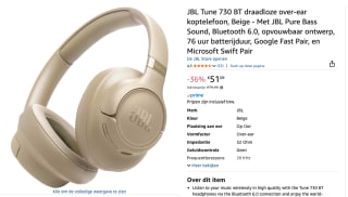 JBL Tune 730BT Goud voor €51,09 bij Amazon