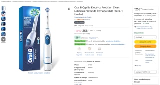 Oral B Cepillo Eléctrico Precision Clean (1 unidad) por $258 en Amazon