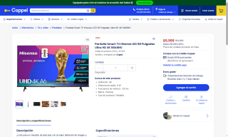 Pantalla Smart TV Hisense 58" 4K por $5,999 | Coppel