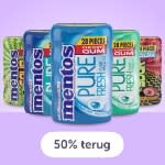 50% cashback op Mentos Gum (28 stuks) t.w.v. € 2,79