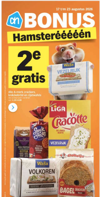 2e gratis acties bij Albert Heijn (17 t/m 23 aug 2026)