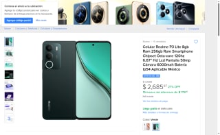 Realme P3 Lite 8GB 256GB por $2,686 | Oferta Mercado Libre