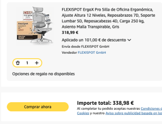 FLEXISPOT ErgoX Pro Silla Oficina Ergonómica, Ajuste Altura 12 Niveles por 338.99€