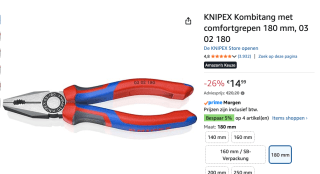 KNIPEX 03 02 180 Combinatietang voor €14,99 bij Amazon
