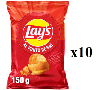 10 Bolsas de Lay'S Patatas Fritas Al Punto de Sal 150g por 8.5€