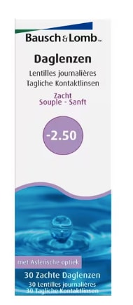 2 Stuks Bausch & Lomb -2.50 Zachte Daglenzen 30 stuks voor €29 bij Kruidvat