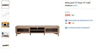 Mesa para TV Texas 75" Café por $999 | Elektra