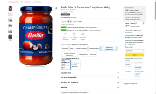 Salsa Tomate Champiñones Barilla por $33 | Oferta Amazon