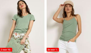 Dames basic shirts 2 voor €10 of 2e voor €1 bij terStal