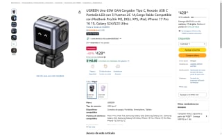 Cargador UGREEN Uno 65W GaN Robot por $428 | Oferta Amazon