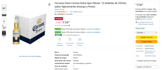 Cerveza Corona Extra 12 Pack 355ml en $174 | Oferta Amazon