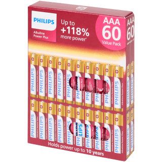 60 Philips Power Plus Batterijen AA of AAA voor €9,95 bij de Action